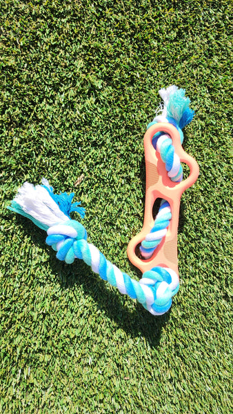 Rubber Bone Chew Toy with Tug Rope - Aggressive Chewers - Teething - Puppy Toys - Har | Le Dogs
