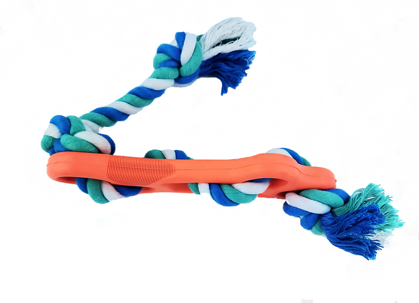 Rubber Bone Chew Toy with Tug Rope - Aggressive Chewers - Teething - Puppy Toys - Har | Le Dogs