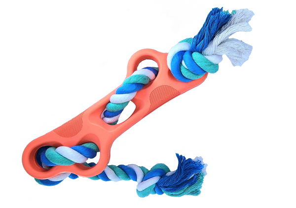 Rubber Bone Chew Toy with Tug Rope - Aggressive Chewers - Teething - Puppy Toys - Har | Le Dogs