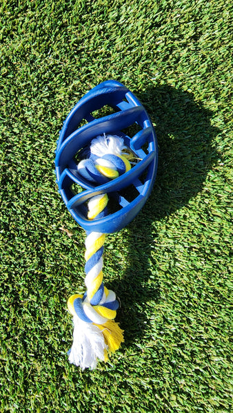 Rubber Football Chew Toy with Tug Rope - Aggressive Chewers - Teething - Puppy Toys - Har | Le Dogs