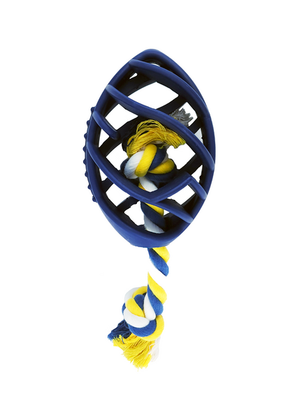 Rubber Football Chew Toy with Tug Rope - Aggressive Chewers - Teething - Puppy Toys - Har | Le Dogs  Edit alt text
