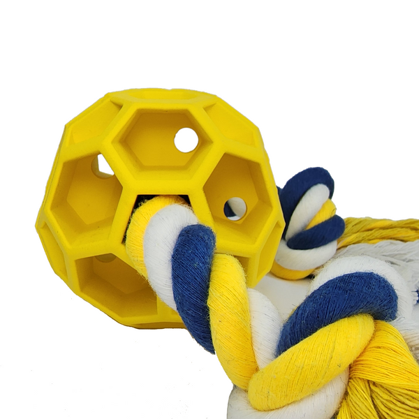 Rubber Soccer Ball Chew Toy with Tug Rope  -- Aggressive Dog Chewers -- Toys for Dogs of All Sizes - Harle Dogs