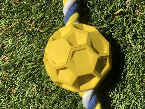Rubber Soccer Ball Chew Toy with Tug Rope - Har | Le Dogs